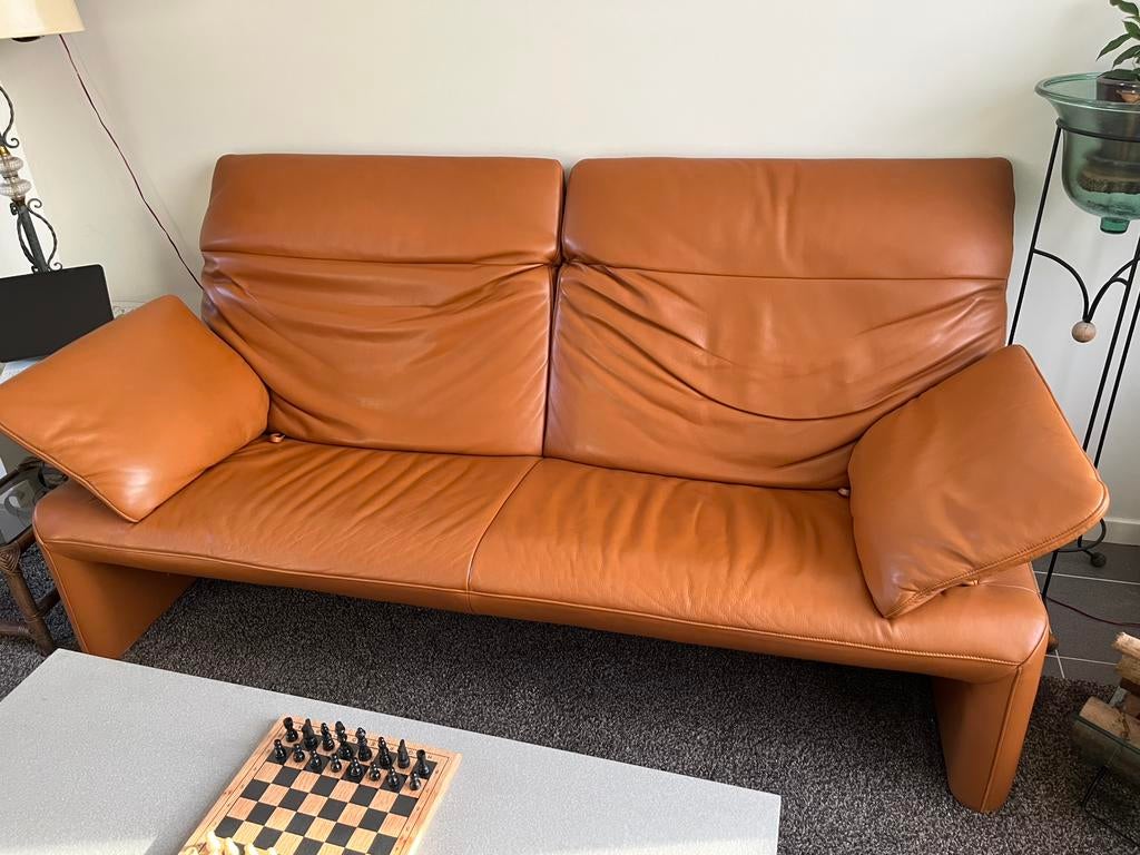 Canapé Jori Linea cognac, Trois personnes, 200 à 250 cm, Banc droit, Comme neuf