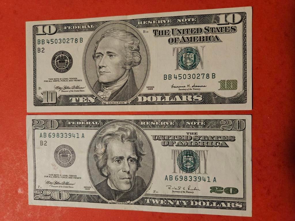 10 en 20 dollars USA set, Ophalen of Verzenden, Noord-Amerika, Setje