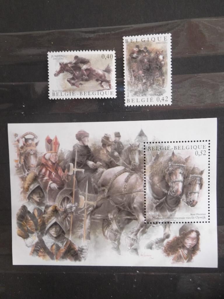 3084-3085+BL95 Paarden - Chevaux (René Hausman) MNH, Ophalen of Verzenden, Postfris, Frankeerzegel