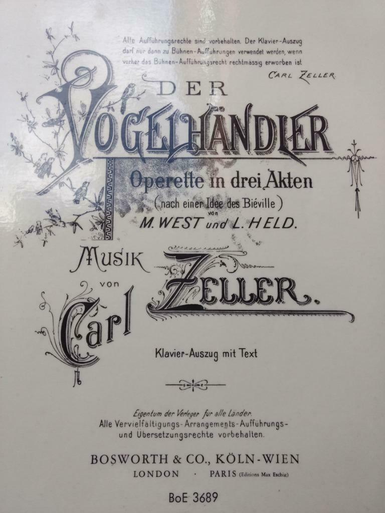 DER VOGELHÄNDLER     Carl Zeller    ( Koorpartituur ), Koor, Klassiek, Nieuw, Ophalen of Verzenden