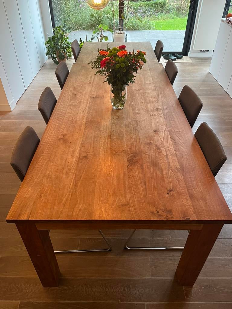 Teak houten eettafel, Huis en Inrichting, Tafels | Eettafels, Ophalen, Gebruikt, 100 tot 150 cm, Teakhout