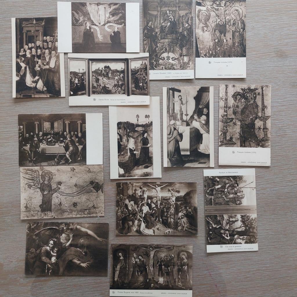 Lot postkaarten: kunstwerken Brugge, Ophalen of Verzenden