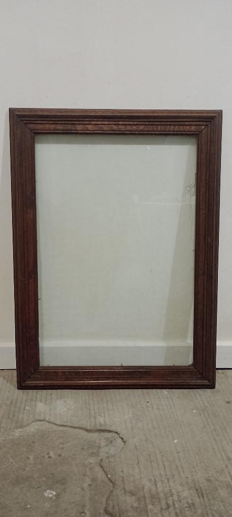 Cadre vide ancien bois mouluré, vitré, classique,38x54,c12, Maison & Meubles, Enlèvement, Utilisé, Bois