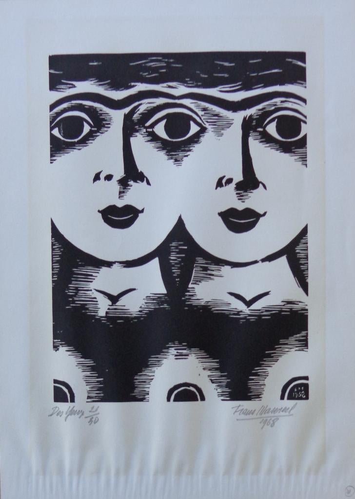 FRANS MASEREEL / DES YEUX / ZW-W HOUTSNEDE / 45x32cm / SIG, Ophalen of Verzenden