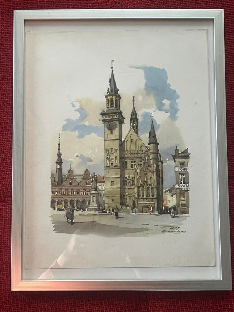 Kader kunstwerk Aalst Oud stadszicht Belfort Grote Markt, Enlèvement