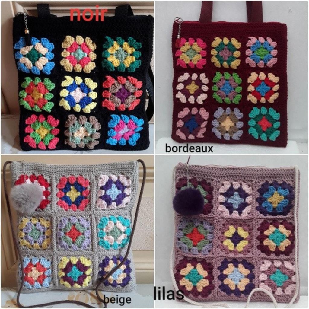 sac bandoulière , sac granny , crocheter, Ophalen of Verzenden, Nieuw, Zwart, Overige merken
