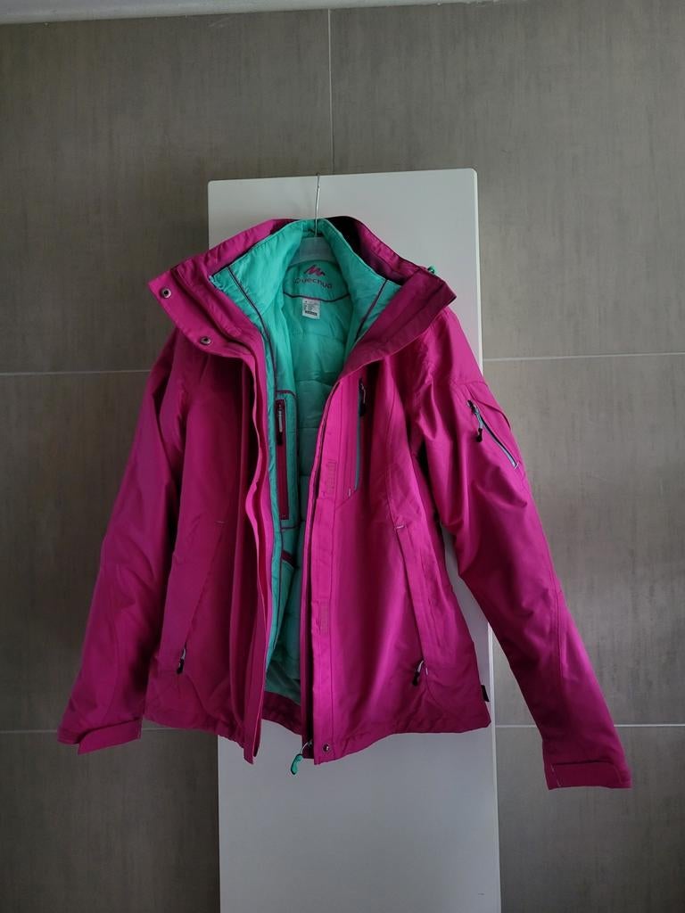 Quechua fuchsia jas met uitneembaar tof groen jasje, maat XS, Kleding | Dames, Ophalen, Zo goed als nieuw, Maat 34 (XS) of kleiner