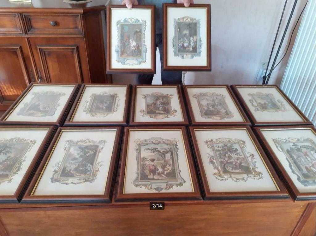 12 Anciennes gravures des 12 mois de l'année, Antiquités & Art, Enlèvement ou Envoi