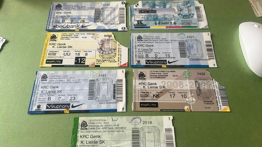 7 tickets RC Genk - Lierse SK 2002 2007 2009 2012 2013 2014, Verzamelen, Verzenden, Gebruikt