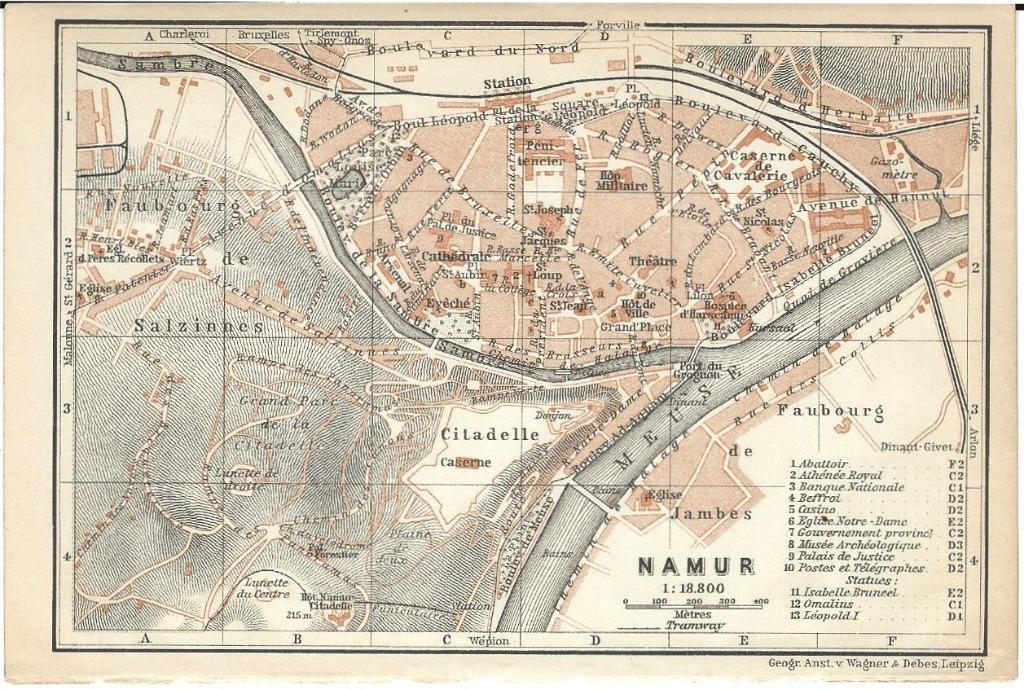 1905 - Namur plan de la ville, Ophalen of Verzenden