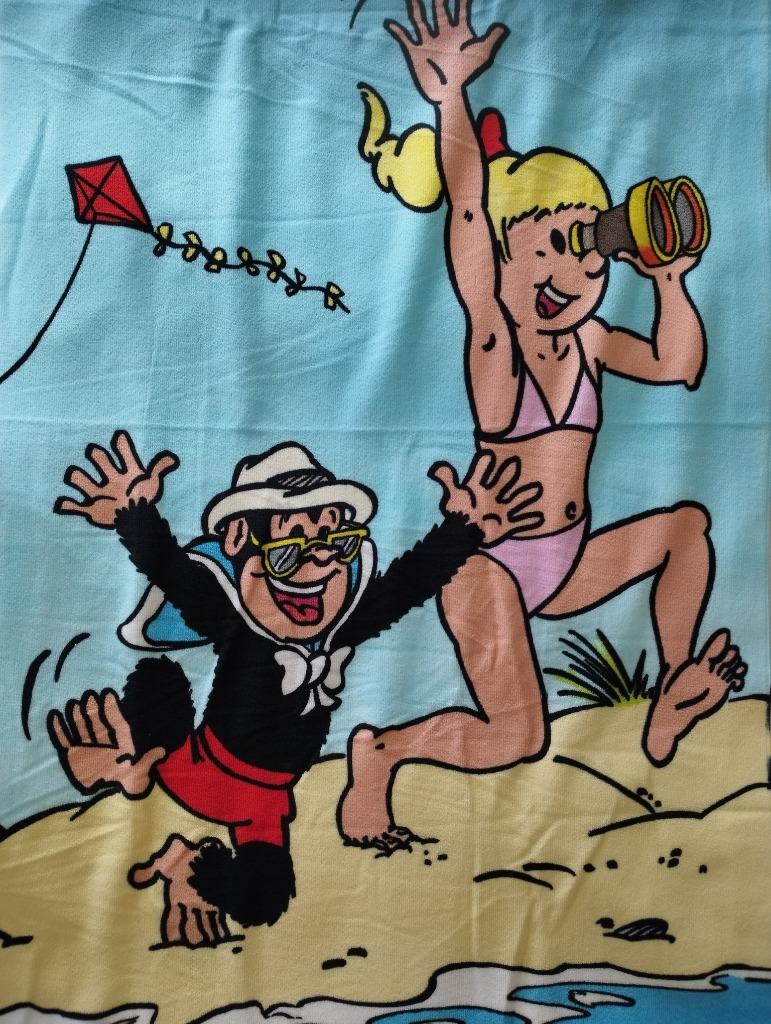 Nieuw strandlaken van Jommeke met afbeelding van Miekes, Huis en Inrichting, Ophalen, Nieuw, Overige kleuren, Handdoek