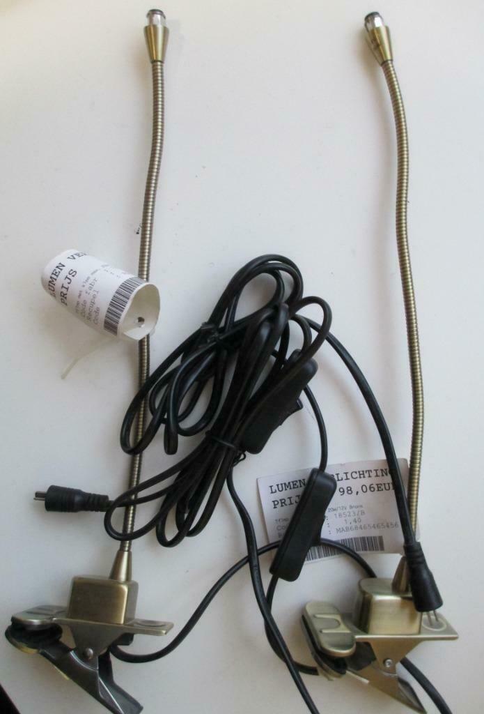 2x buigbare tafellamp met klem 36cm lengte geschikt voor led, Ophalen of Verzenden, Nieuw, Metaal, Minder dan 50 cm