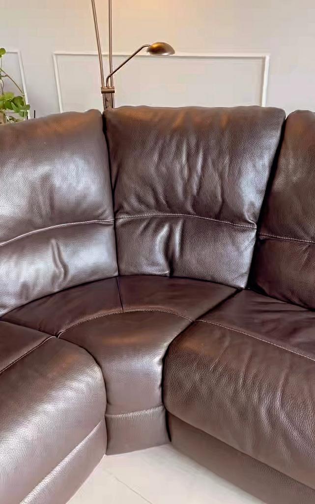 Hoekzetel, bruin, leer, Ophalen, Zo goed als nieuw, Leer