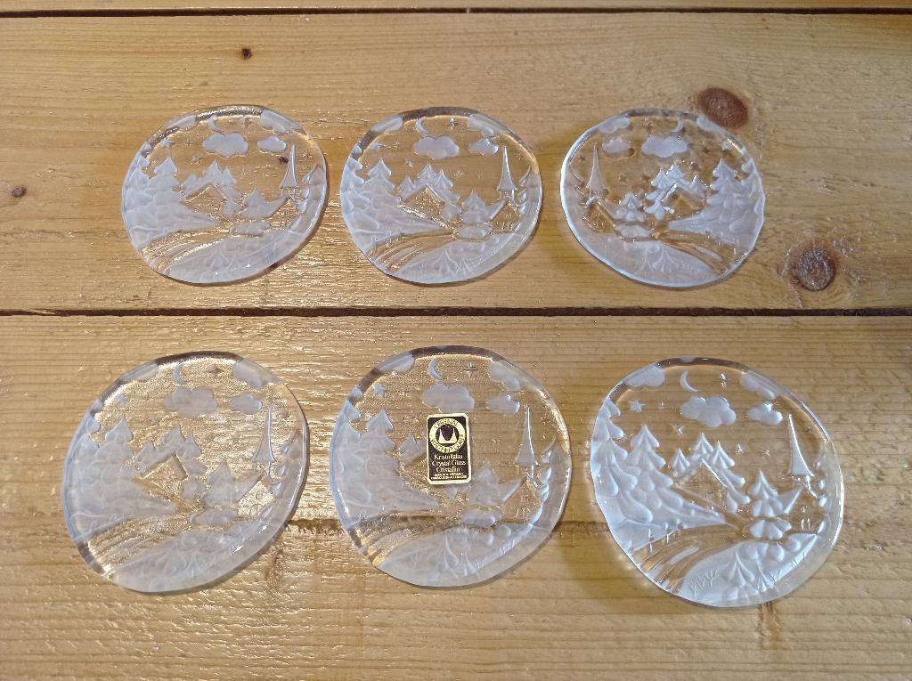 Sous-verres vintage Walther Glas - Winter Village - 6 pièces, Enlèvement ou Envoi, Comme neuf, Verre ou Tasse