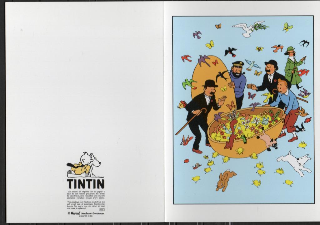 Grande carte postale double pliante : Hergé : Tintin/Kuifje, Enlèvement ou Envoi