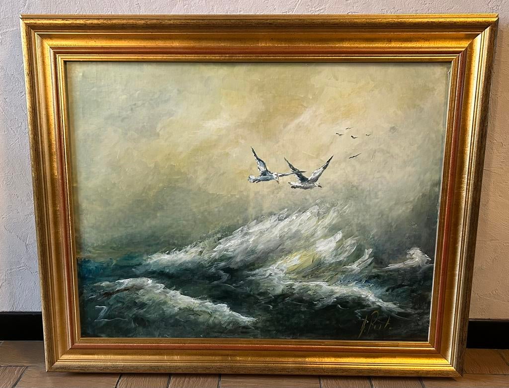 Meeuwen Noordzee schilderij, Antiquités & Art, Enlèvement
