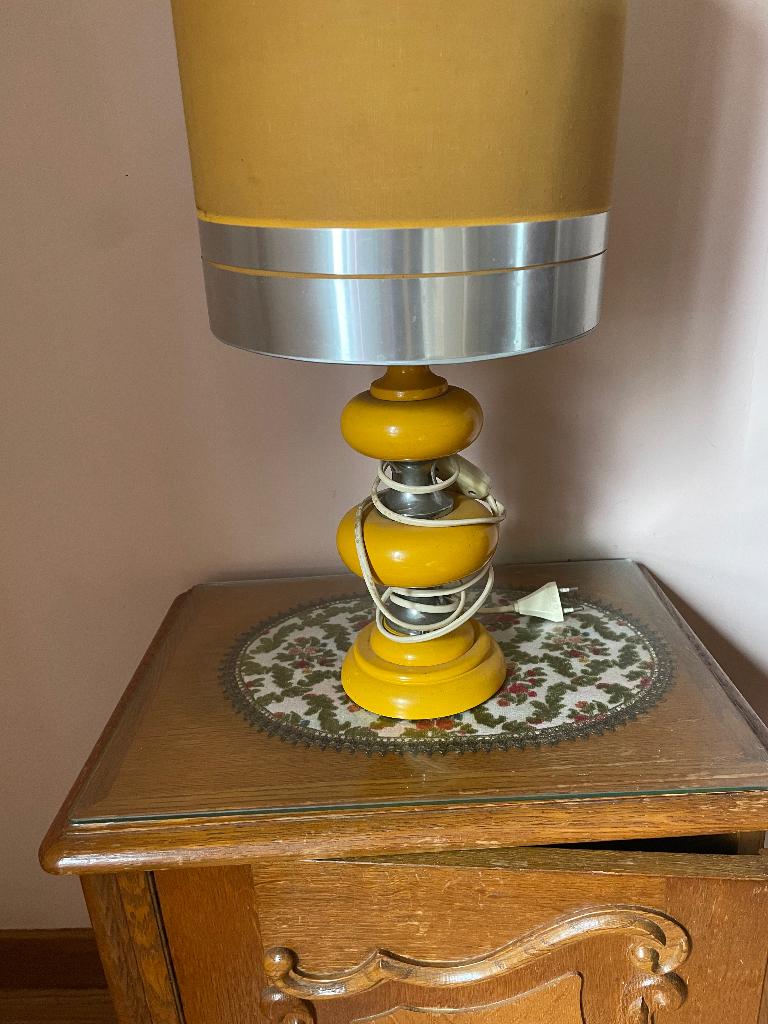 Lampe en bois orange année 70, Antiquités & Art, Enlèvement