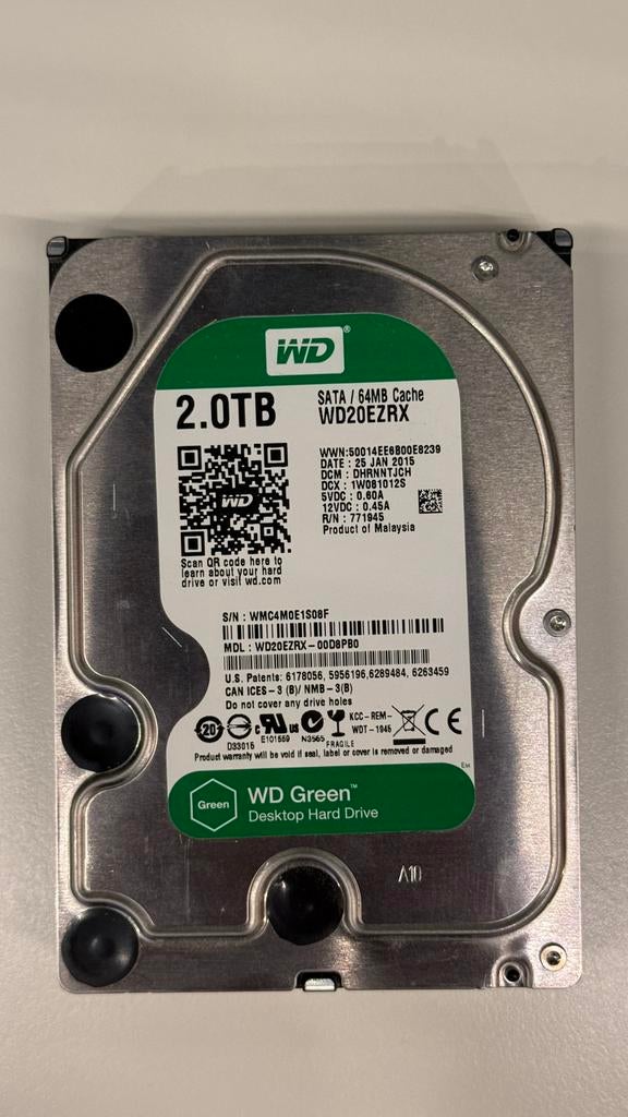 WD groene harde schijf van 2 TB, Ophalen of Verzenden, Zo goed als nieuw