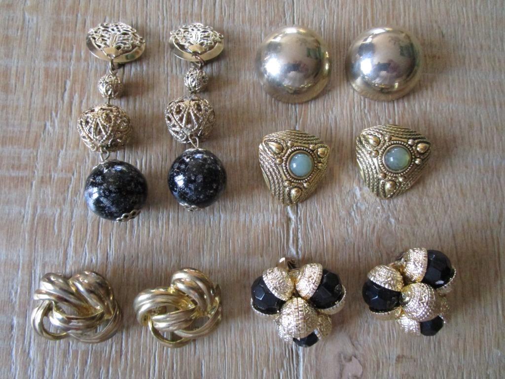 vintage oorbellen, Puces ou Clous, Enlèvement ou Envoi, Or, Comme neuf
