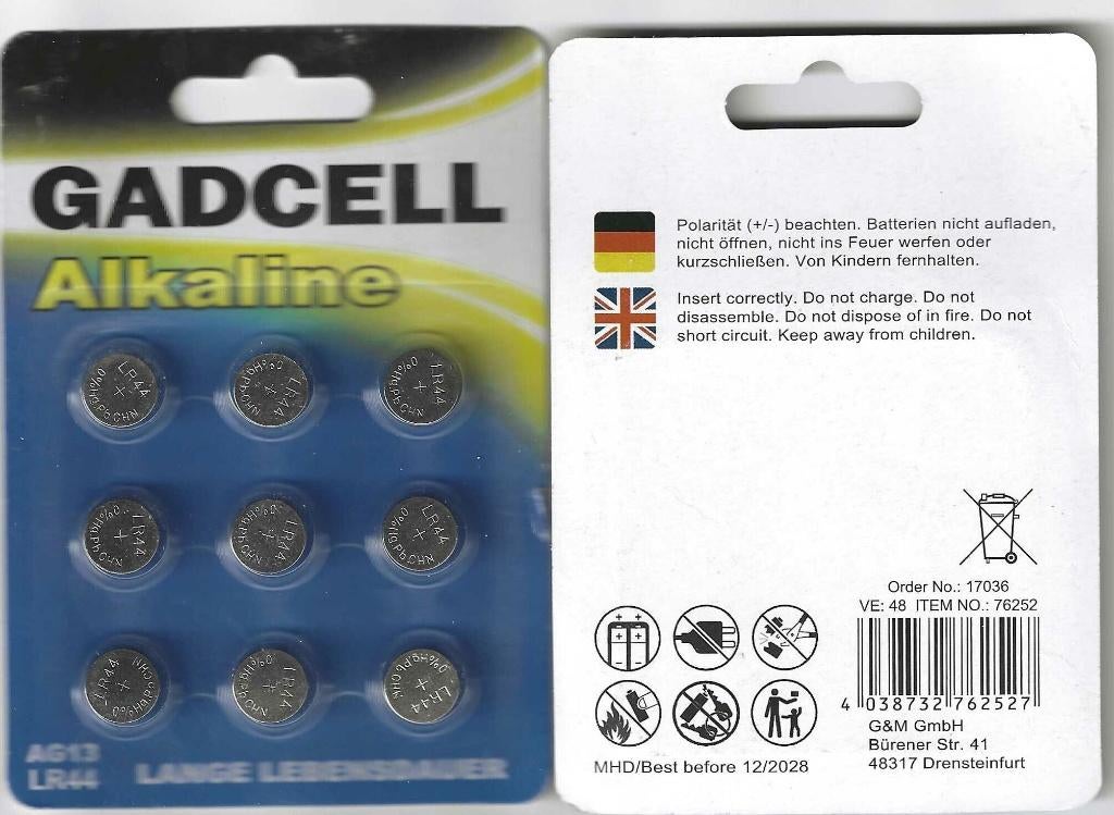 GADCELL LR44 / AG13 alkaline batterij – 10 stuks, Ophalen of Verzenden, Nieuw