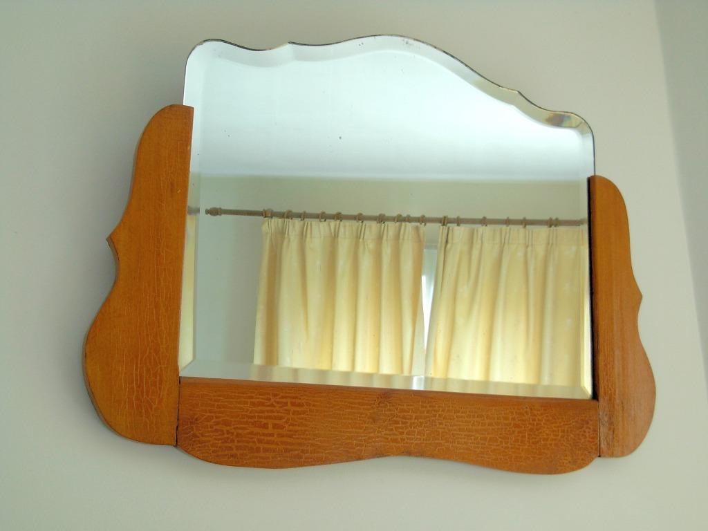 Antieke geslepen (hang) spiegel, Antiek en Kunst, Ophalen, Rechthoekig, 50 tot 100 cm, Minder dan 100 cm