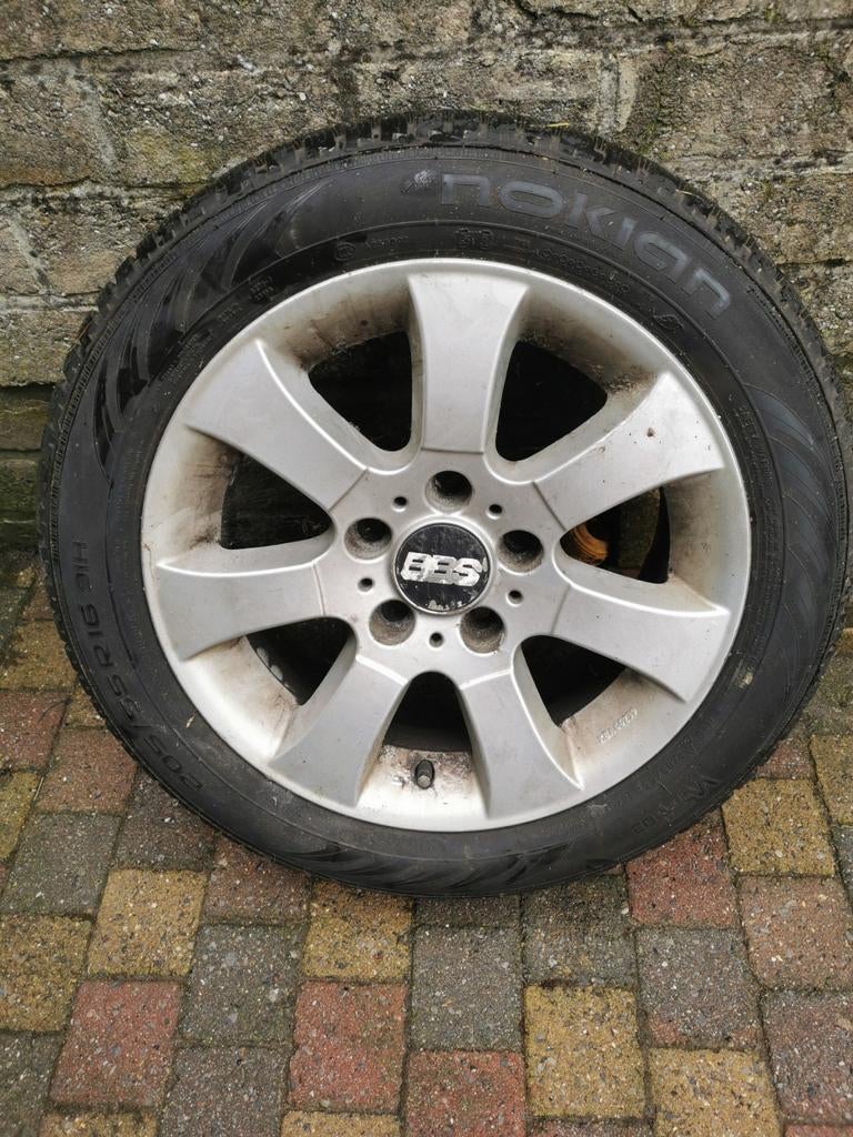 Alu velgen BBS met winterbanden Nokian 205/55/16, Auto-onderdelen, Banden en Velgen, Ophalen, Winterbanden, Velg(en)