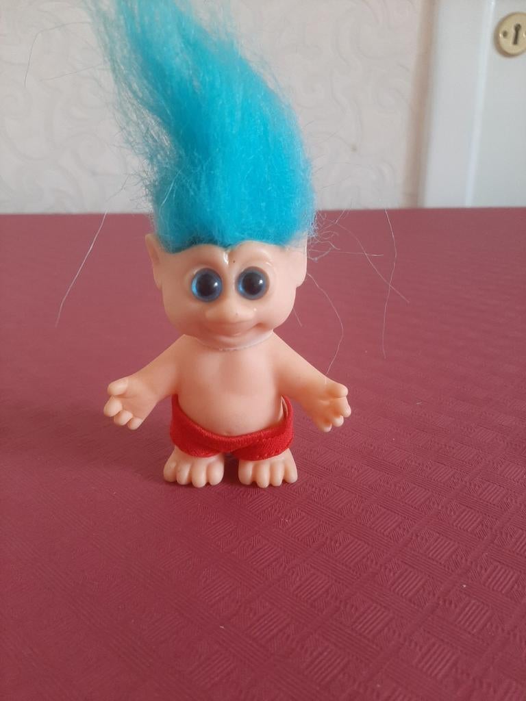 Vintage troll popje 1992 – blauw haar, H.Y.F., verzamelen, Verzamelen, Poppetjes en Figuurtjes, Ophalen of Verzenden, Gebruikt