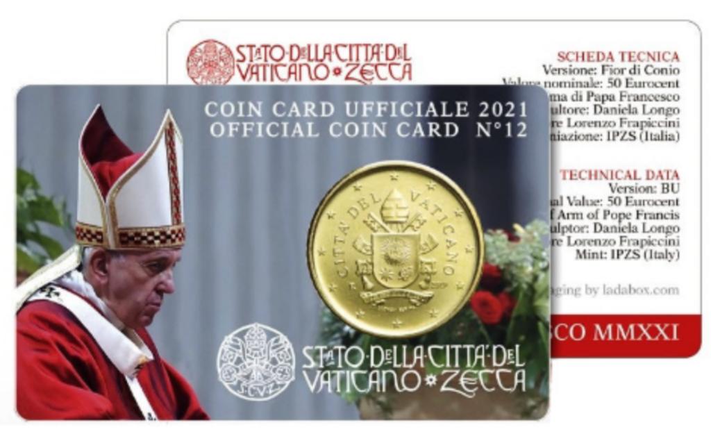 coincard 50 eurocent Vaticaanstad 2021 Nr. 12, Postzegels en Munten, Ophalen of Verzenden, Vaticaanstad