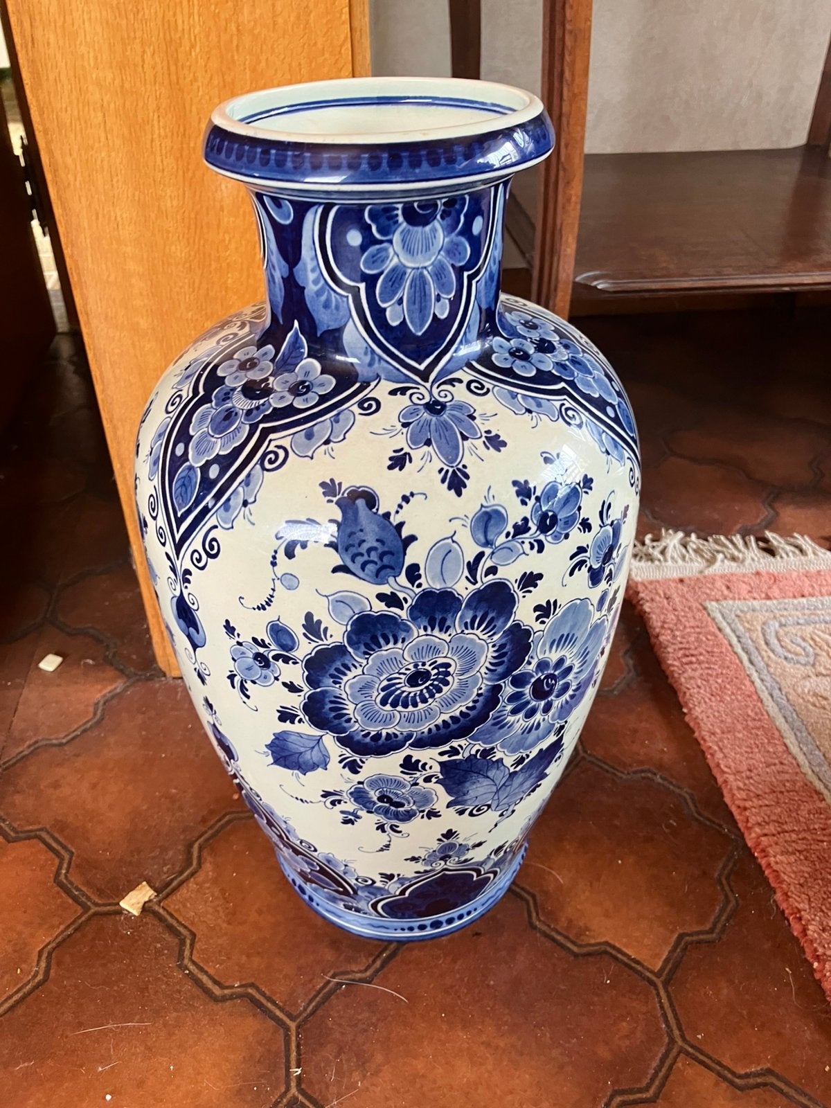 Grote vaas delfts blauw regina, Antiek en Kunst, Ophalen