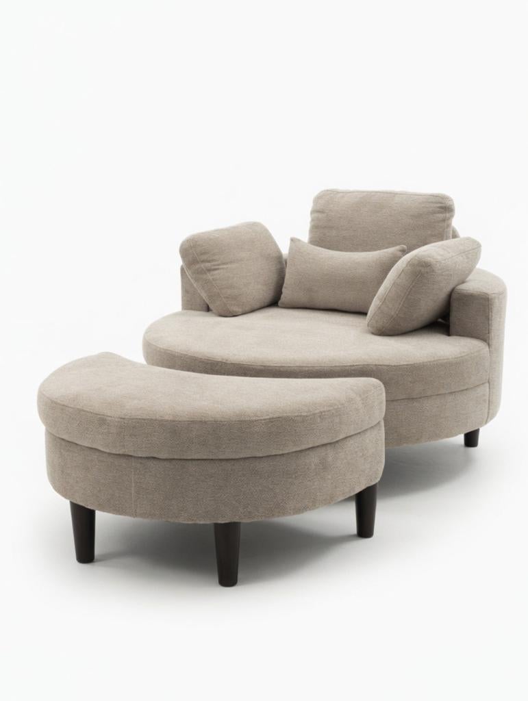 Moderne Lounge Fauteil Met Voetbank, Enlèvement ou Envoi, Comme neuf, Tissus