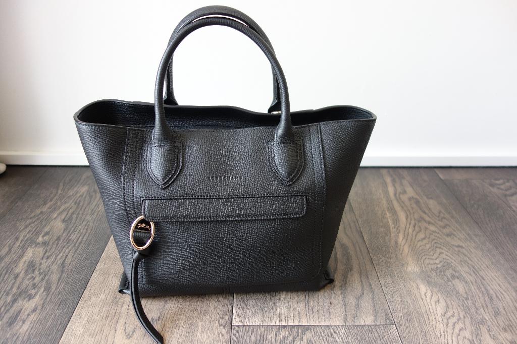 Sac "Mailbox" M cuir noir "LONGCHAMP", Envoi, Utilisé, Noir