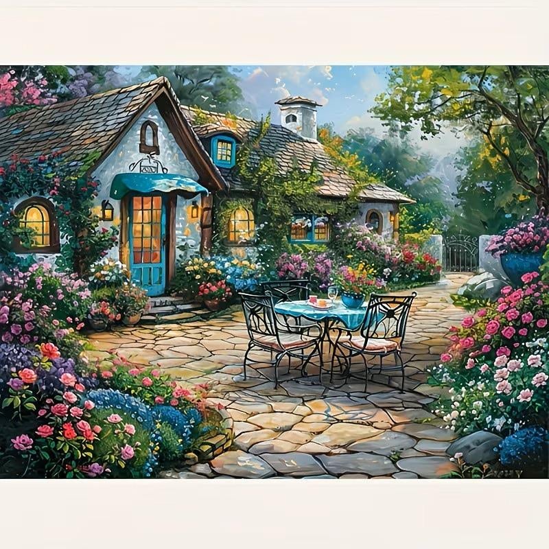 nr 64 Diamond Painting plattelands huisje 50x40cm (vierkant), Verzenden, Nieuw, Meerkleurig, Overige materialen