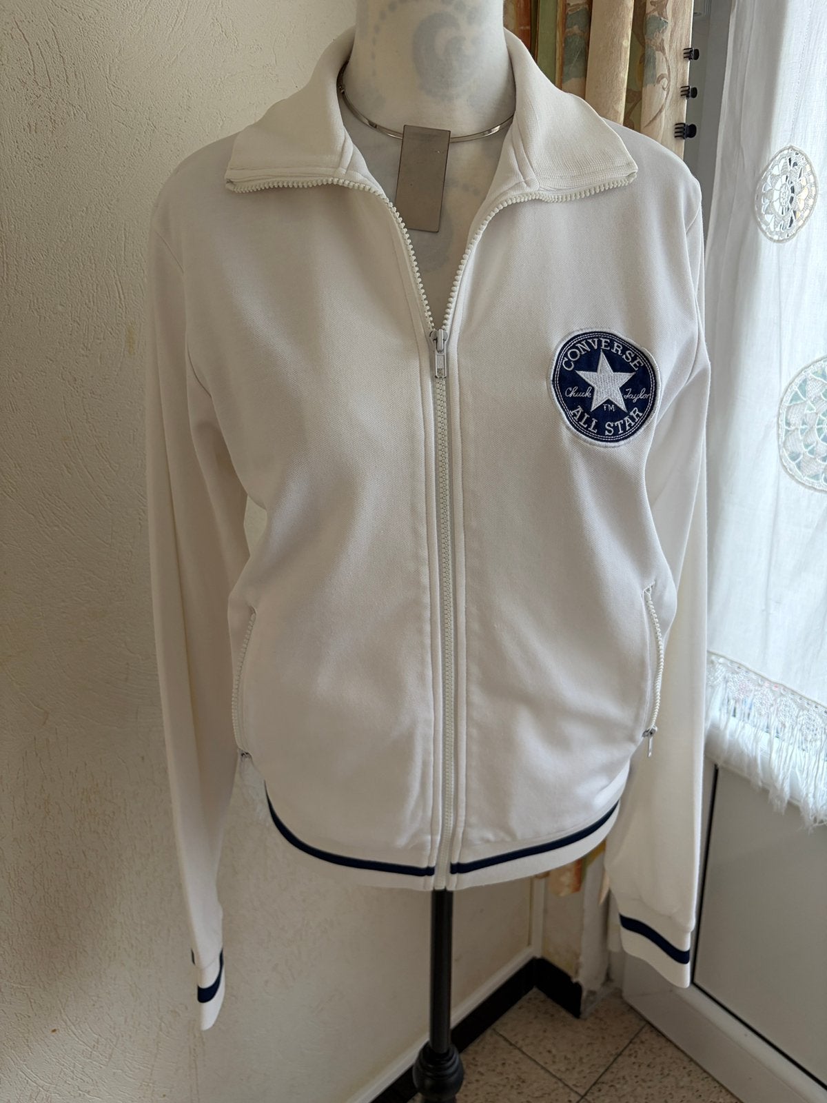 Converse All Star witte jas met ritssluiting - maat S, Ophalen of Verzenden, Zo goed als nieuw