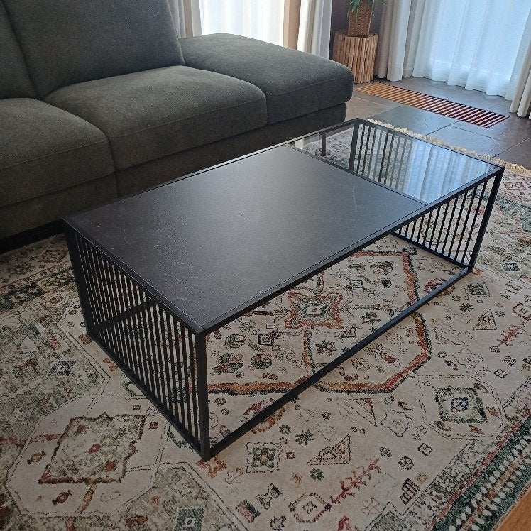 salontafel met marmerlook blad, Huis en Inrichting, Ophalen, Nieuw, Glas
