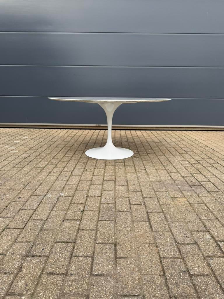 Originele ronde Knoll Tulip eettafel (120/137/152cm) Carrara, Huis en Inrichting, Ophalen of Verzenden, Vitra togo leolux ligne roset sede cassina b&b italia artifort