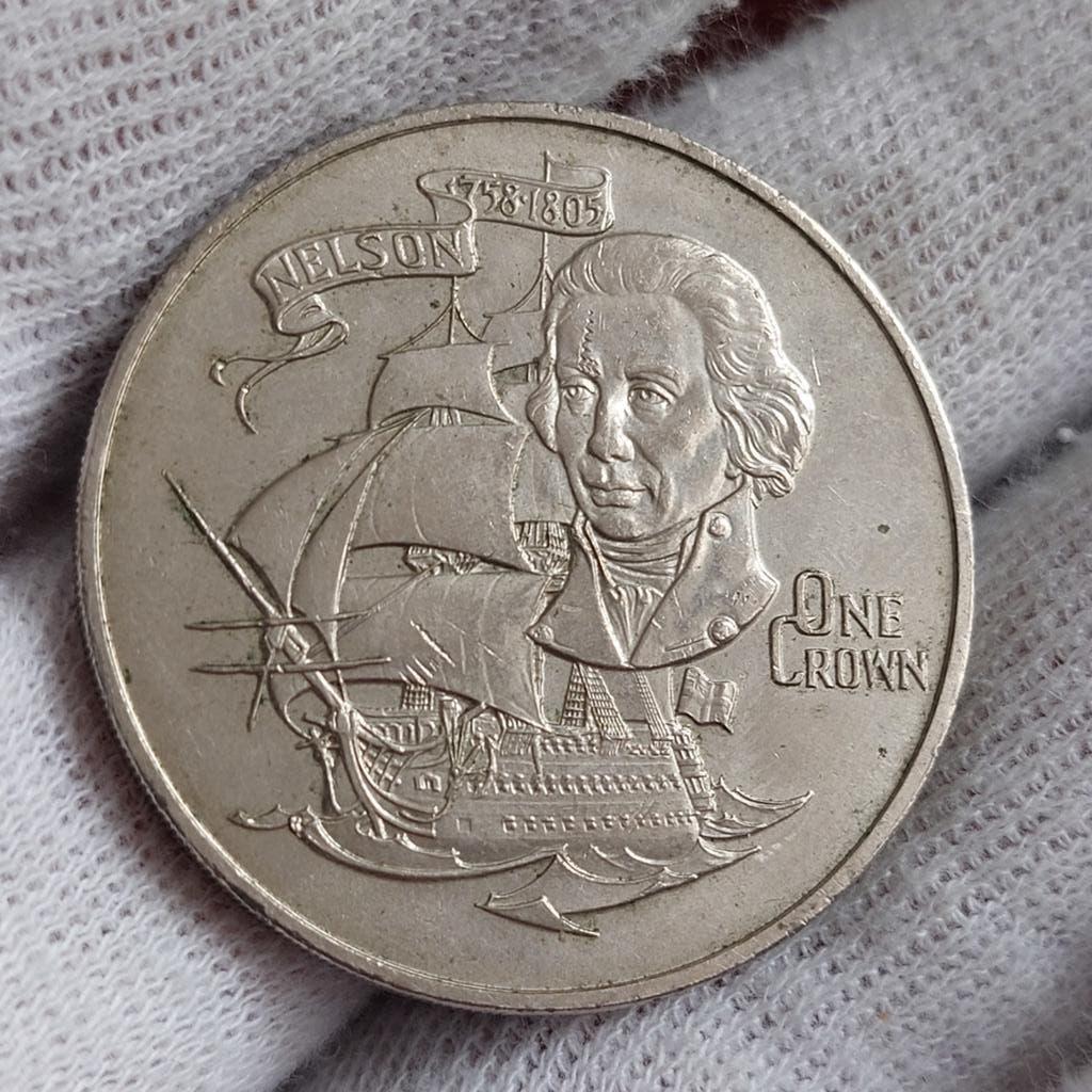 Munt / Gibraltar / Nelson Crown / 1980 / Prachtig, Ophalen of Verzenden, Losse munt