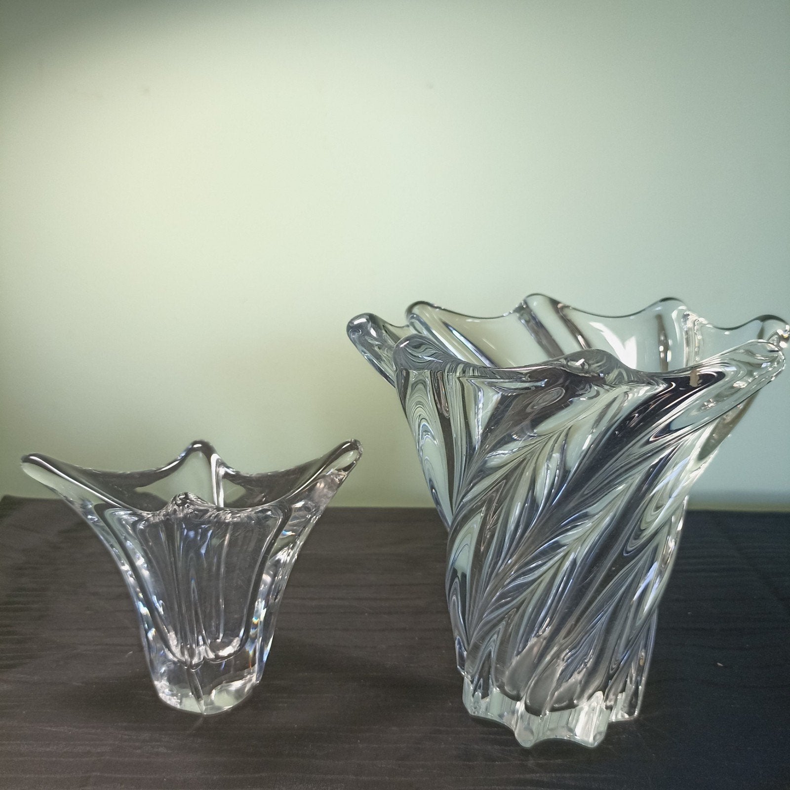 Set van 2 Franse Mid-Century Kristallen Vazen (Daum & Art Va, Ophalen of Verzenden