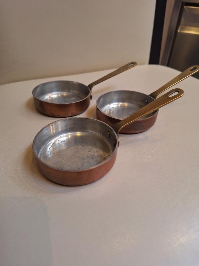 3 koperen bakpannetjes, Ophalen of Verzenden, Koper