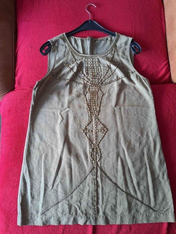 korte jurk, mooi gedecoreerd, 44, katoen, zomer, Kleding | Dames, Jurken, Ophalen of Verzenden, Zo goed als nieuw, Maat 42/44 (L)