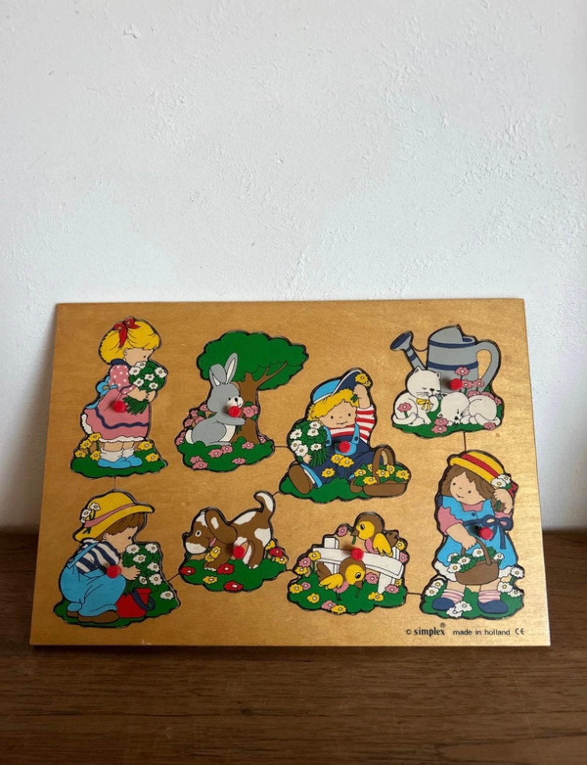 Vintage Simplex houten puzzel – retro speelgoed, Ophalen of Verzenden, Zo goed als nieuw