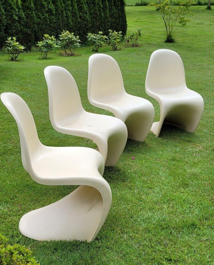 4 stoelen in Panton-stijl, Ophalen, Gebruikt, Kunststof, Vier