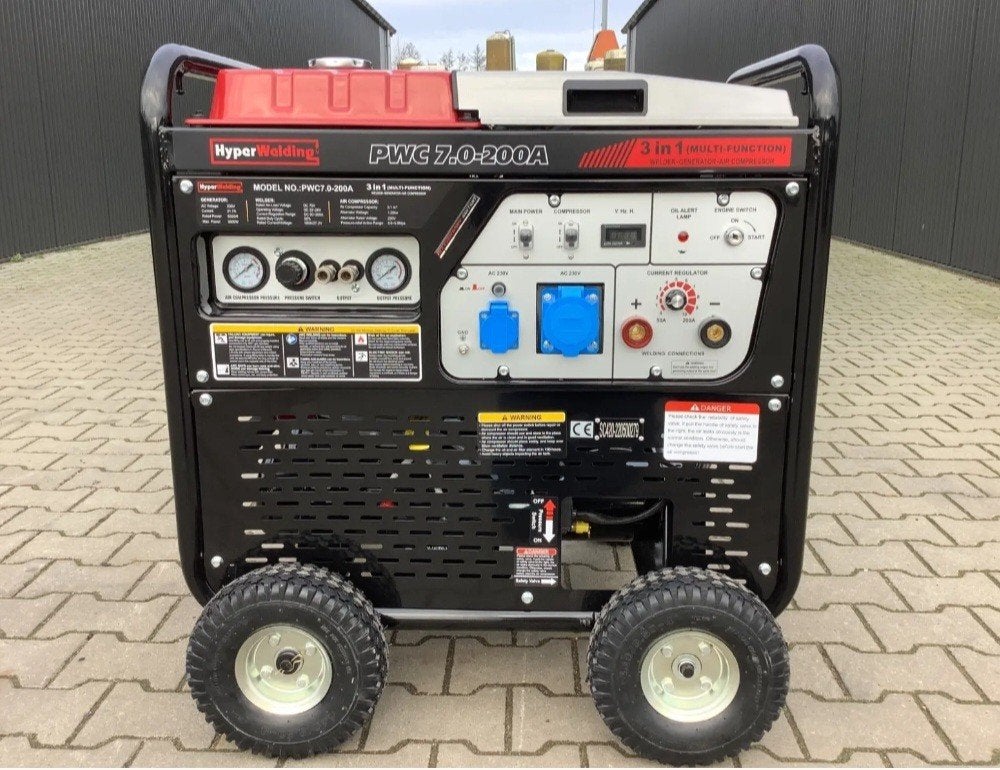 Compressor, lasapparaat, stroomgenerator - 3 in 1 mobiel, Elektrisch startend, Nieuw, 5 tot 10 kVA, Verzenden