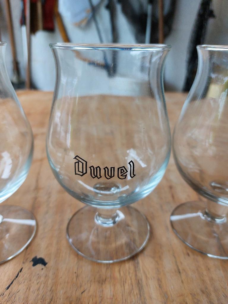 Duvel glazen zwarte belettering, Verzamelen, Ophalen, Zo goed als nieuw, Bierglas