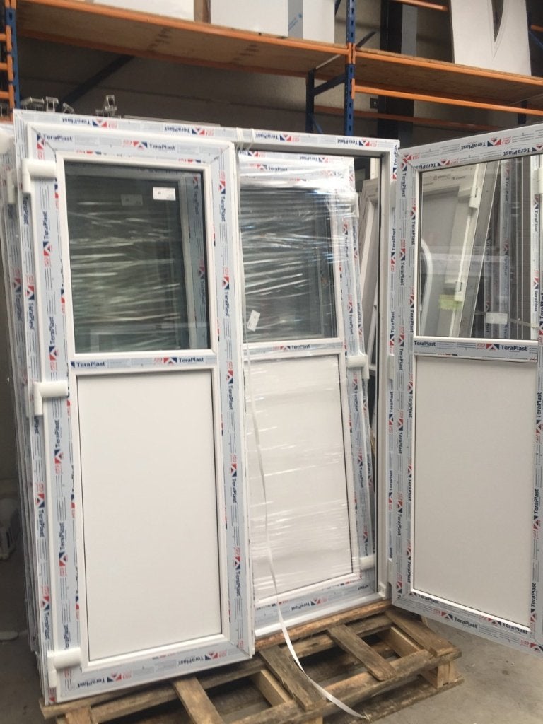 Witte PVC-deur: glas of half glas, inclusief handgreep, Doe-het-zelf en Bouw, Glas en Ramen, Ophalen, Nieuw