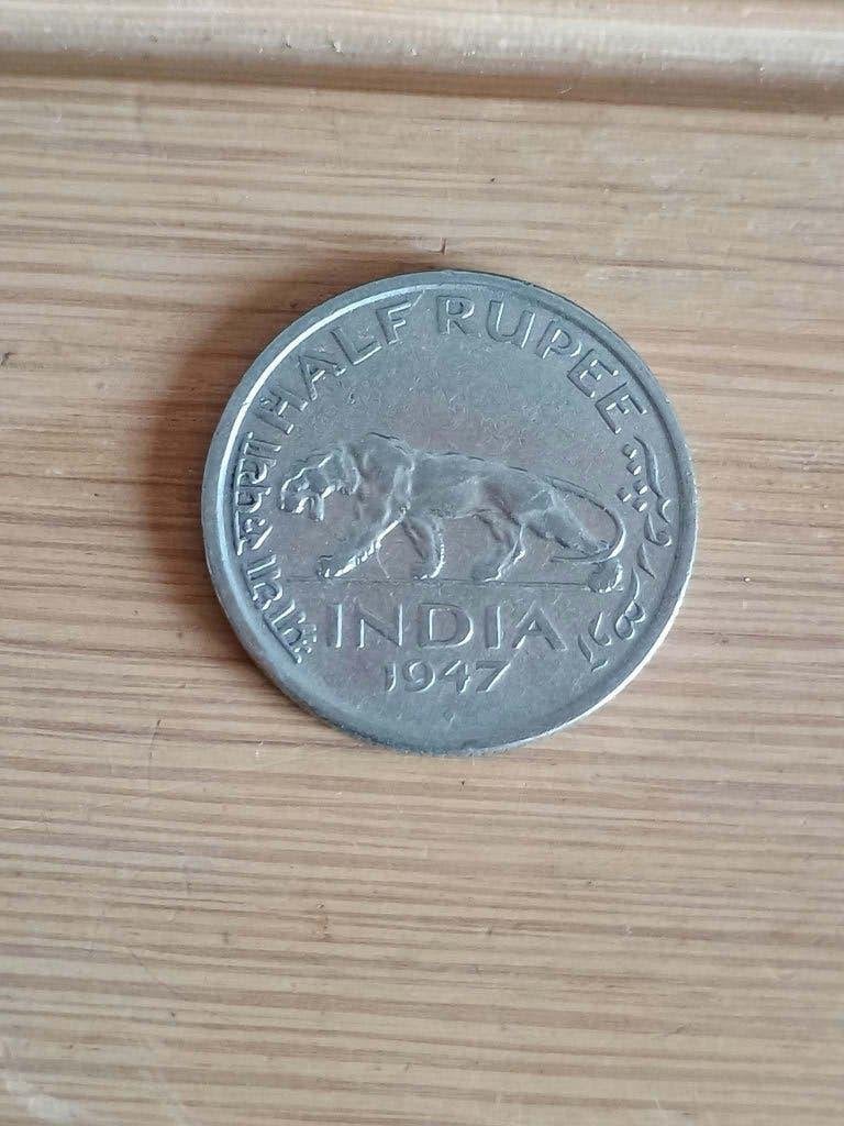 BRITS INDIA 1/2 Roepie 1947 - Lot 030, Ophalen of Verzenden, Zuid-Azië, Losse munt