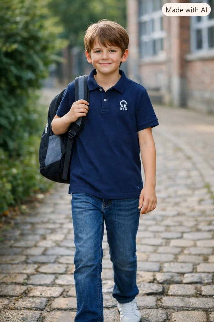 F99. Polo bleu foncé garçon – YCC – 11/12 ans, Kinderen en Baby's, Kinderkleding | Maat 146, Ophalen of Verzenden, Zo goed als nieuw