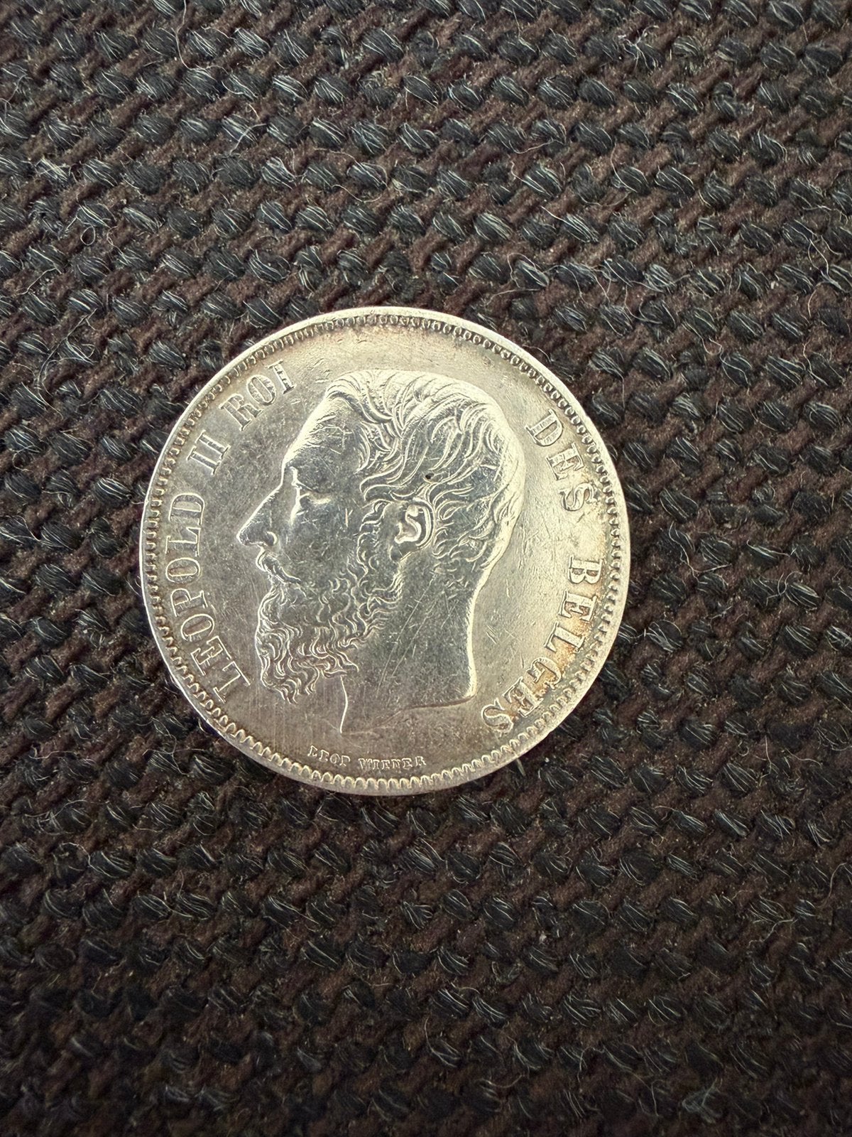 Mooie zilveren munt België – 5 Frank 1869 (Leopold II), Postzegels en Munten, Ophalen of Verzenden, Zilver