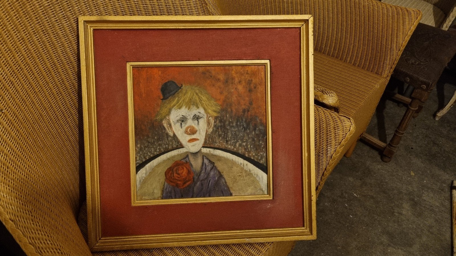 schilderij clown, Antiek en Kunst, Ophalen