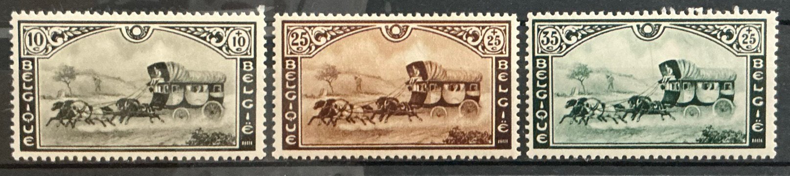 LOT 730. COB: 407/09. DILIGENCE. VLH., Trace d'autocollant, Enlèvement ou Envoi, Non oblitéré, Gomme originale