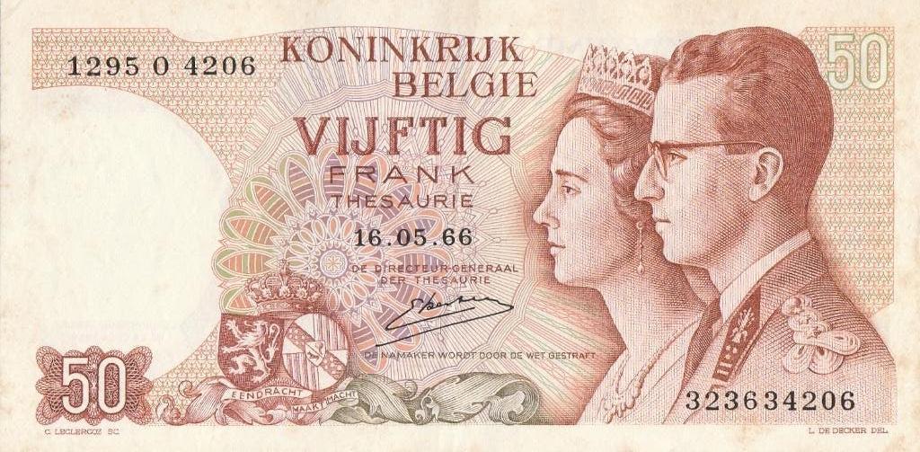 Belgique 50 Francs 16.05.1966 unc, Enlèvement, Billets en vrac